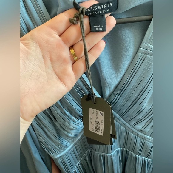 NWT AllSaints Esta Mini Dress in Blue Slate Size 2 - Picture 9 of 14